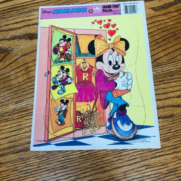Golden Frame Tray Puzzle Disney Minnie Mouse High School Vintage - Picture 3 of 6